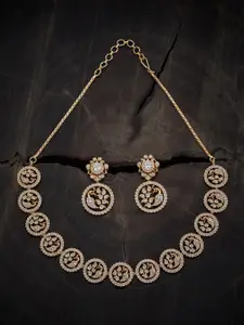Kushal's Fashion Jewellery Gold-Plated Cubic Zirconia Studded Necklace & Earrings