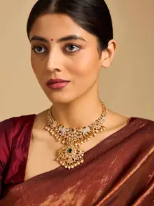 Kushal's Fashion Jewellery Gold-Plated 92.5 Pure Silver Temple Necklace