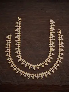 Kushal's Fashion Jewellery Set Of 2 Gold-Plated Artificial Stones Studded Anklet
