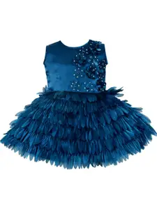 AMIRTHA FASHION Girls Round Neck Ruffled Georgette Fit & Flare Dress