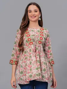 KALINI Floral Print Cotton Kurti