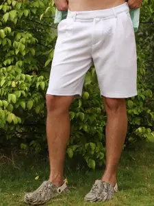 Campus Sutra Men White Mid-Rise Shorts