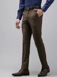 Van Heusen Men Textured Slim Fit Formal Trousers