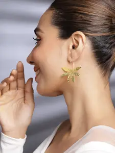 Rubans 18KT Gold Plated Leaf Shaped Drop Earrings