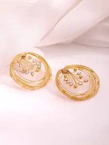 Rubans 22KT Gold Plated Kundan Studded Circular Studs Earrings