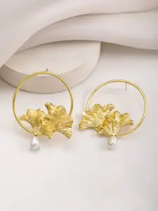 Rubans 18KT Gold Plated Artificial Beads Beaded Circular Hoop Earrings