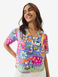 The Souled Store Floral Short Sleeves Spread Collar Opaque Printed Casual Shirt