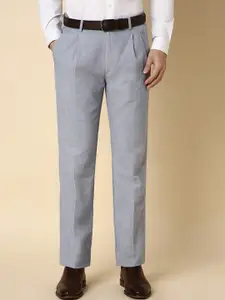 Allen Solly Men Textured Self Design Mid-Rise Pleated Formal Trouser