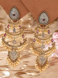 KARATCART Gold Plated Kundan Chandbalis