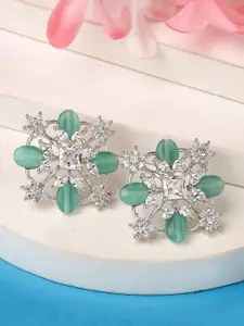 KARATCART American Diamond Silver Plated Studs Earrings