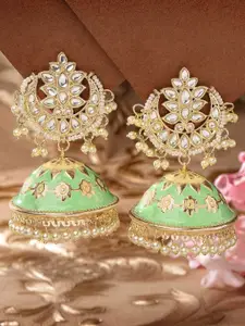 KARATCART Kundan Gold Plated Jhumkas