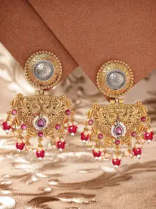 KARATCART Kundan Gold Plated Drop Earrings