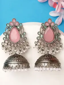 KARATCART Kundan Silver Plated Jhumkas