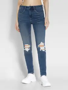 AMERICAN EAGLE OUTFITTERS Women Slim Fit Mildly Distressed Light Fade Stretchable Jeans