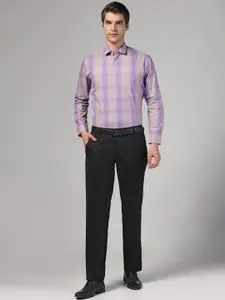 TAHVO Windowpane Checked Spread Collar Formal Shirt With Trousers