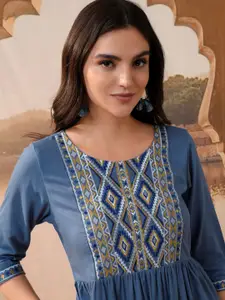 Vishudh Embroidered A-Line Midi Dress