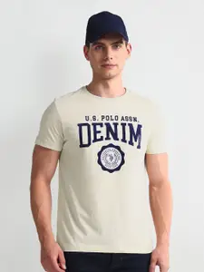 U.S. Polo Assn. Denim Co. Men Typography Printed Applique Slim Fit T-shirt