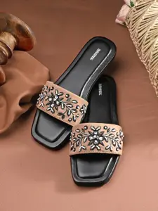 Anouk Embroidered Open Toe Flats
