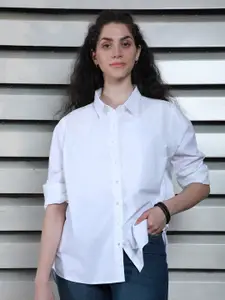 High Star Classic Spread Collar Embellished Cotton Oversized Casual Shirt