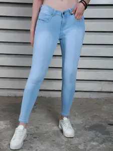 High Star Women High-Rise Clean Look Cotton Cropped Jeans