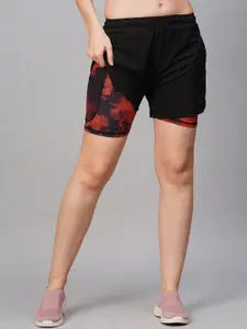 AESTHETIC NATION Women 2 in 1 Dri-FIT Running Sports Shorts