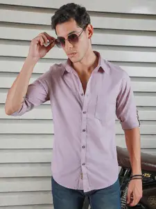 High Star Classic Spread Collar Roll Up Sleeves Cotton Casual Shirt