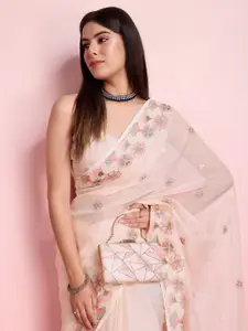 VAIRAGEE Floral Embroidered Organza Saree