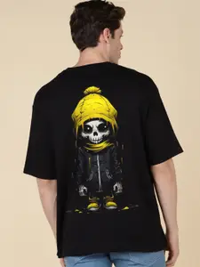 Elibolz Men Printed Hooded Raw Edge T-shirt