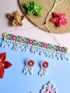 Sangria Gold-Plated Floral Beaded Necklace And Earrings