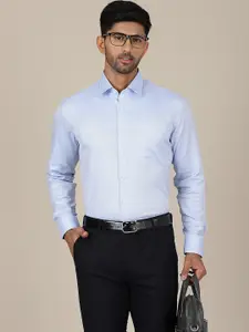 JADE BLUE Textured Cutaway Collar Regular Slim Fit Cotton Formal Shirt
