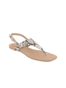 Kenneth Cole Printed T-Strap Flats with Buckles