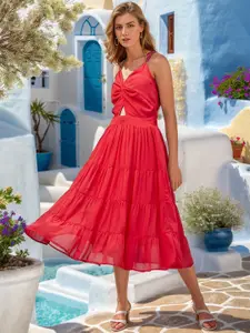 RARE Floral Print Georgette Fit & Flare Dress