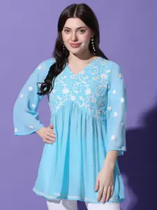 FASHION DREAM Floral Printed V-Neck Georgette Top