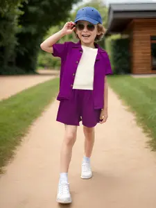 A.T.U.N. Boys Shirt Collar Short Sleeves Shirt With Short