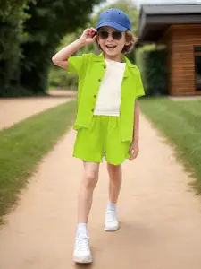 A.T.U.N. Boys Shirt Collar Short Sleeves Shirt With Short