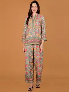 Boholyfe Garden Glow Floral Printed Top With Trousers Co-Ords