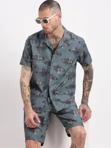 SHOWOFF Printed Shirt & Shorts Co-Ords Set