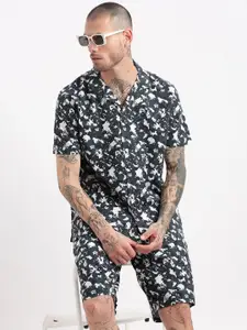 SHOWOFF Abstract Printed Cuban Collar Shirt & Shorts