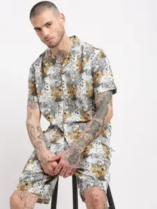 SHOWOFF Printed Shirt & Shorts Co-Ords Set
