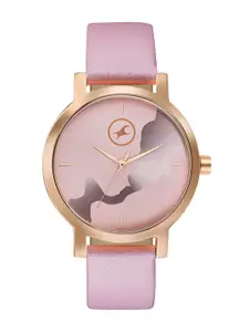 Fastrack Women Grace Patterned Leather Analogue Watch 6222WL02-Pink