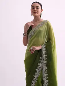 KALKI Fashion Embellished Satin Saree With Blouse Piece