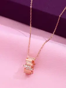 KAI JEWEL 92.5 Sterling Silver Rose Gold-Plated Cubic Zirconia Necklace