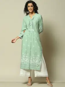 Rangriti Band Collar Printed Kurta