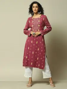Rangriti Ethnic Motifs Printed Round Neck Long Sleeves Kurta
