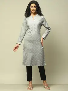 Rangriti Geometric Printed Round Neck Long Sleeves Kurta
