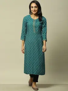 Rangriti Geometric Printed Strigth Kurta