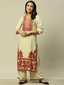 Rangriti Geometric Printed Round Neck Straight Kurta