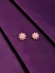 KAI JEWEL 92.5 Sterling Silver Rhodium-Plated Floral Studs Earrings