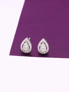 KAI JEWEL 925 Sterling Silver Rhodium-Plated Cubic Zirconia Studded Studs Earrings