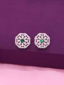KAI JEWEL 925 Sterling Silver Rhodium-Plated Cubic Zirconia Studded Studs Earrings
